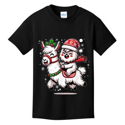 Yeti To Party With Cute Llama Christmas Pajama Xmas Kids T-Shirt