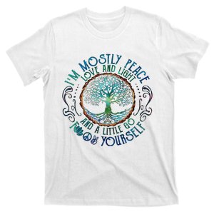 Yoga tree root color- I'm mostly Peace love & light Meditate T-Shirt