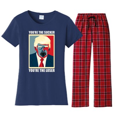 Youre The Sucker Youre The Loser Trump Biden Debate 2024 Women's Flannel Pajama Set