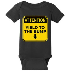 Yield To The Bump Funny Halloween Costume Pregnant Baby Bump Baby Bodysuit