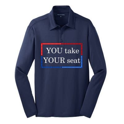 You Take Your Seat Anti Biden's Cue Cards Silk Touch Performance Long Sleeve Polo