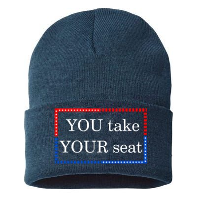 You Take Your Seat Anti Biden's Cue Cards Sustainable Knit Beanie