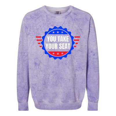 You Take Your Seat Anti Biden's Cue Cards USA Stars Stripes Colorblast Crewneck Sweatshirt