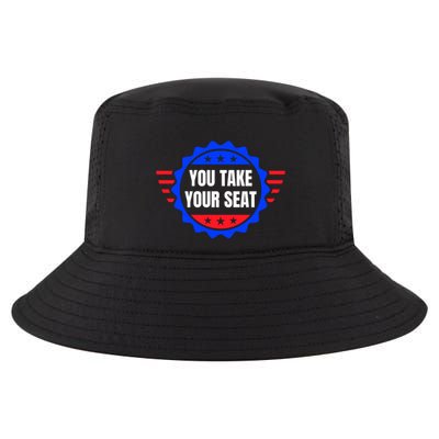 You Take Your Seat Anti Biden's Cue Cards USA Stars Stripes Cool Comfort Performance Bucket Hat