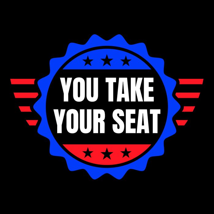 You Take Your Seat Anti Biden's Cue Cards USA Stars Stripes Button