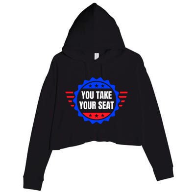 You Take Your Seat Anti Biden's Cue Cards USA Stars Stripes Crop Fleece Hoodie