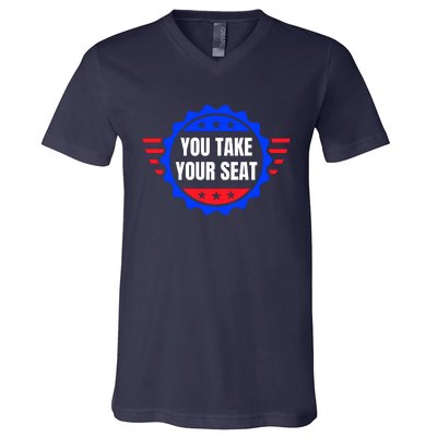 You Take Your Seat Anti Biden's Cue Cards USA Stars Stripes V-Neck T-Shirt