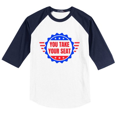 You Take Your Seat Anti Biden's Cue Cards USA Stars Stripes Baseball Sleeve Shirt