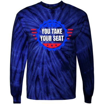 You Take Your Seat Anti Biden's Cue Cards USA Stars Stripes Tie-Dye Long Sleeve Shirt