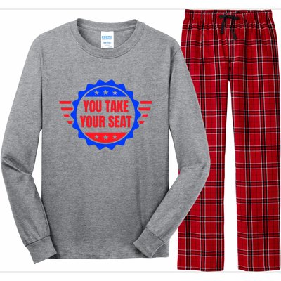 You Take Your Seat Anti Biden's Cue Cards USA Stars Stripes Long Sleeve Pajama Set