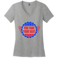 You Take Your Seat Anti Biden's Cue Cards USA Stars Stripes Women's V-Neck T-Shirt