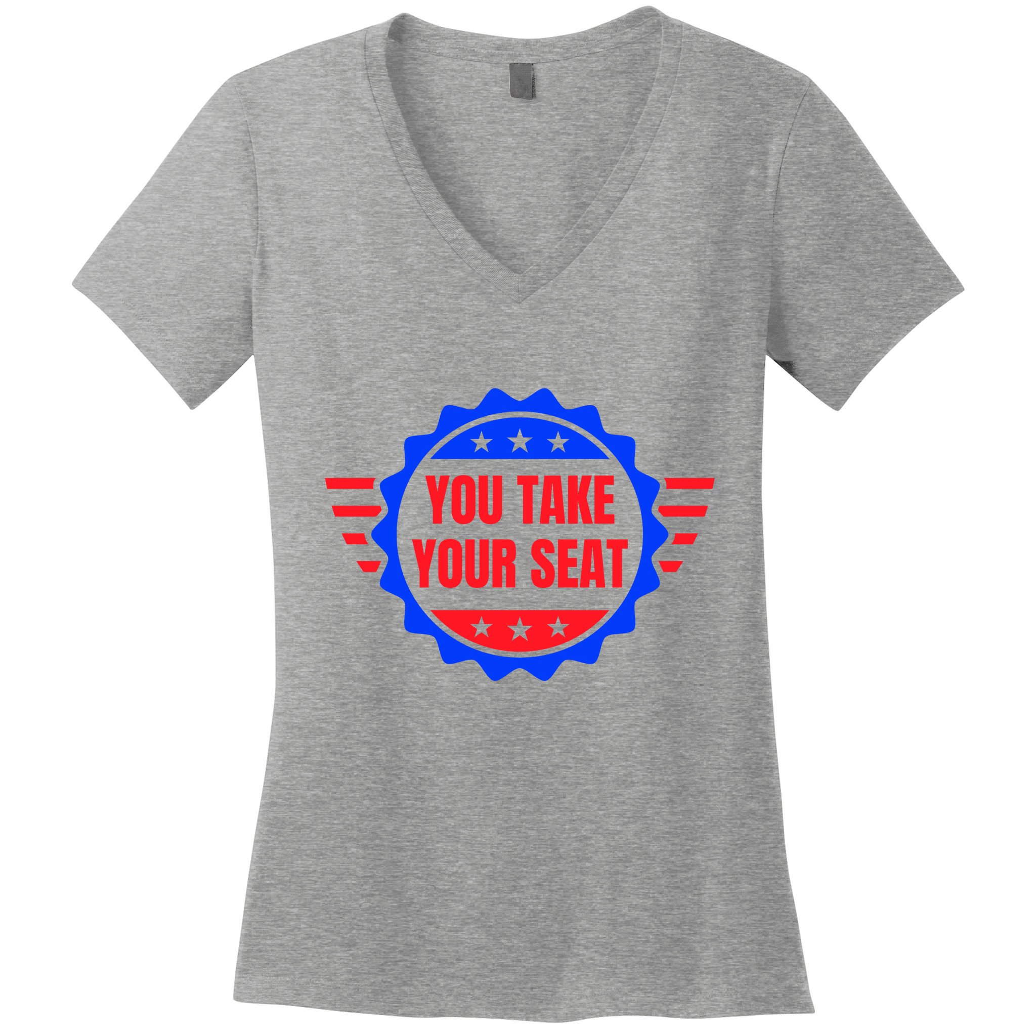 You Take Your Seat Anti Biden's Cue Cards USA Stars Stripes Women's V-Neck T-Shirt