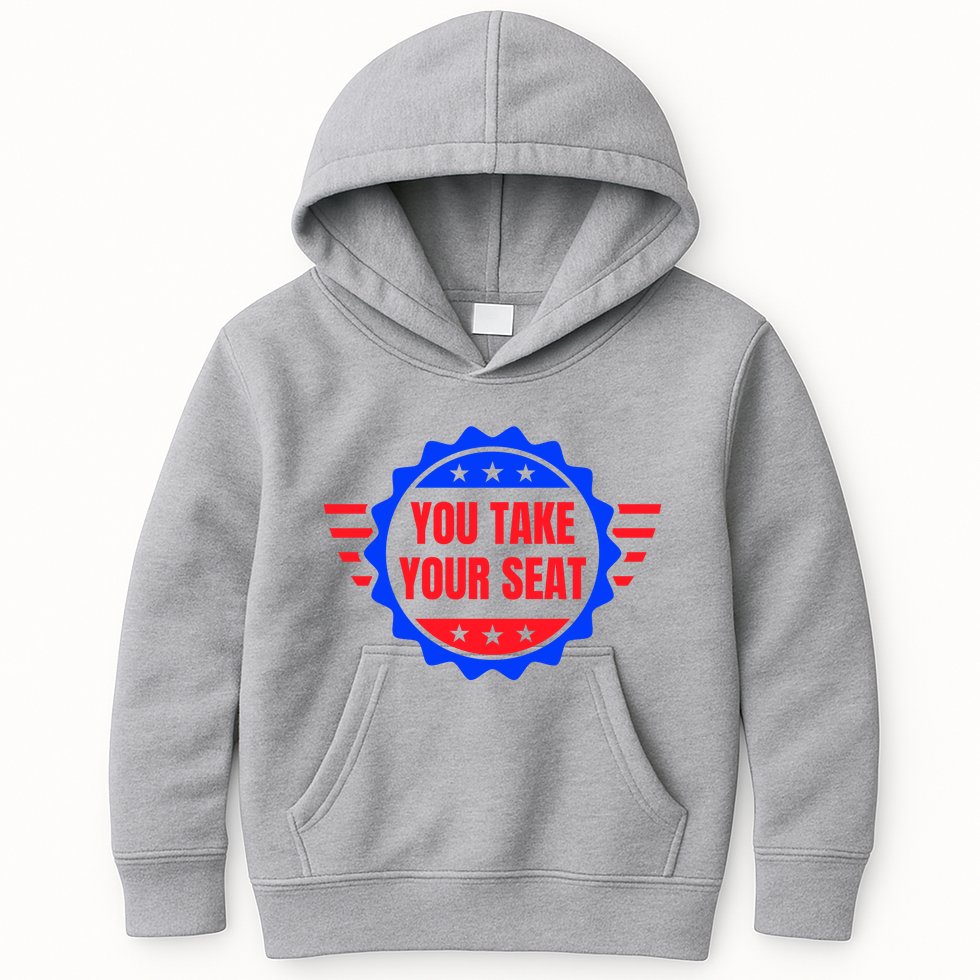 You Take Your Seat Anti Biden's Cue Cards USA Stars Stripes Kids Hoodie