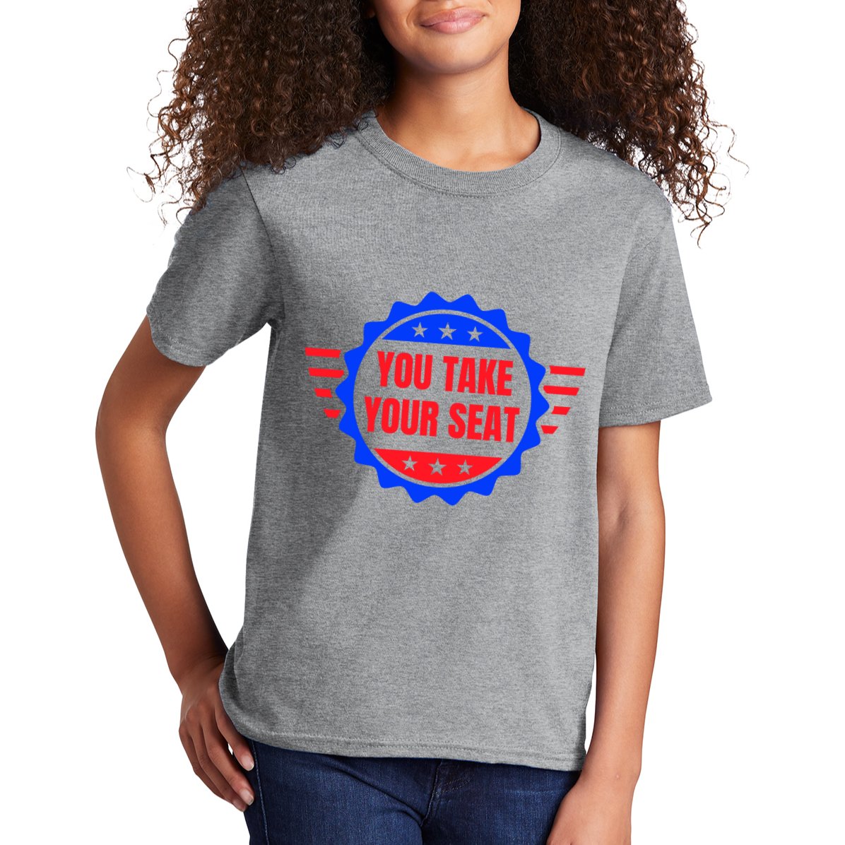 You Take Your Seat Anti Biden's Cue Cards USA Stars Stripes Kids T-Shirt