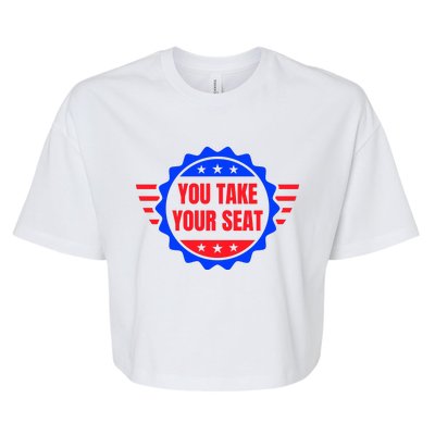 You Take Your Seat Anti Biden's Cue Cards USA Stars Stripes Bella+Canvas Jersey Crop Tee