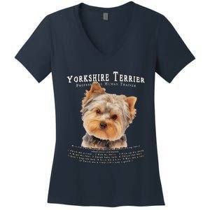 Yorkshire Terrier Yorkie Owner Lover Human Trainer Cute Dog Women's V-Neck T-Shirt