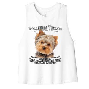 Yorkshire Terrier Yorkie Owner Lover Human Trainer Cute Dog Women's Racerback Cropped Tank