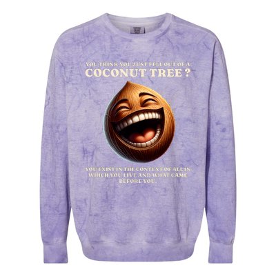 You Think You Just Fell Out Of A Coconut Tree Meme Colorblast Crewneck Sweatshirt