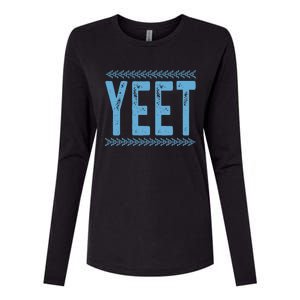 Yeet Tees Yeet Quotes Design Blue Womens Cotton Relaxed Long Sleeve T-Shirt