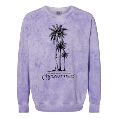 You Think You Just Fell Out Of A Coconut Tree Meme Gift Colorblast Crewneck Sweatshirt