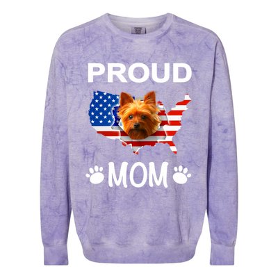 Yorkshire Terrier Yorkshire Terrier Proud Patriot Mom Gift Colorblast Crewneck Sweatshirt