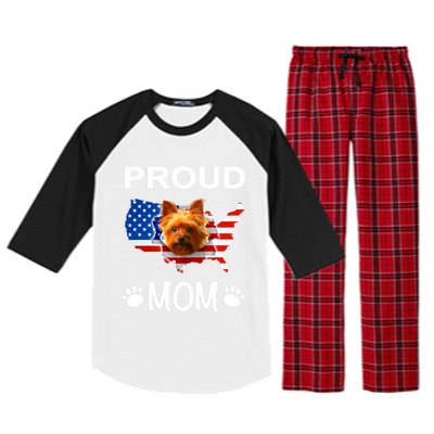 Yorkshire Terrier Yorkshire Terrier Proud Patriot Mom Gift Raglan Sleeve Pajama Set