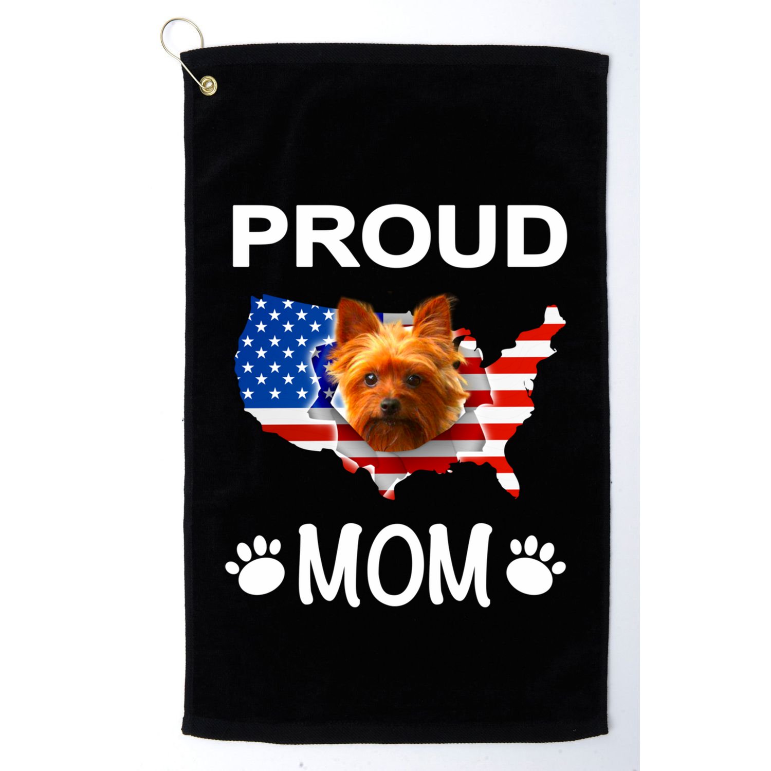 Yorkshire Terrier Yorkshire Terrier Proud Patriot Mom Gift Golf Towel