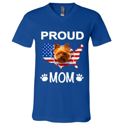 Yorkshire Terrier Yorkshire Terrier Proud Patriot Mom Gift V-Neck T-Shirt