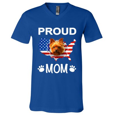 Yorkshire Terrier Yorkshire Terrier Proud Patriot Mom Gift V-Neck T-Shirt