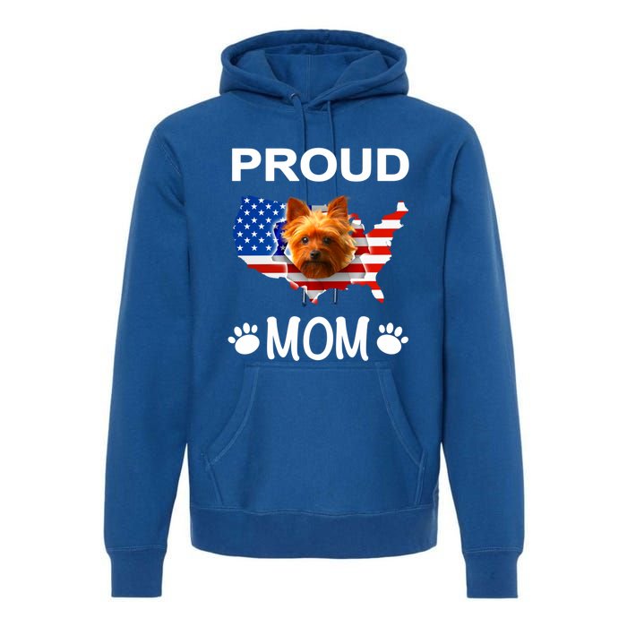 Yorkshire Terrier Yorkshire Terrier Proud Patriot Mom Gift Premium Hoodie