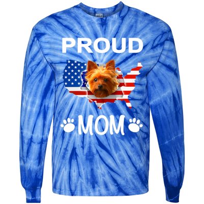 Yorkshire Terrier Yorkshire Terrier Proud Patriot Mom Gift Tie-Dye Long Sleeve Shirt