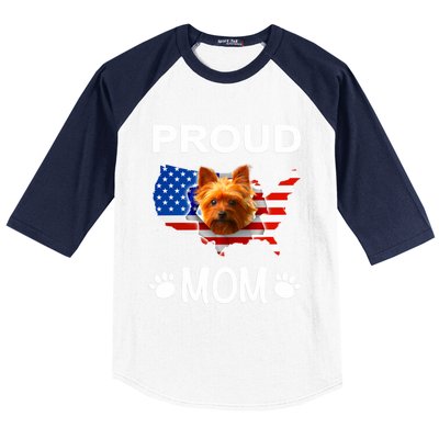 Yorkshire Terrier Yorkshire Terrier Proud Patriot Mom Gift Baseball Sleeve Shirt