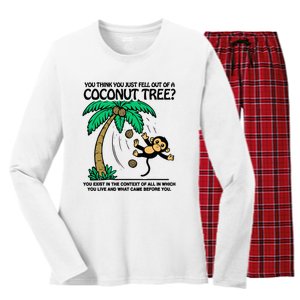 You Think You Fell Out Of A Coconut Tree Funny Kamala Harris Women's Long Sleeve Flannel Pajama Set 