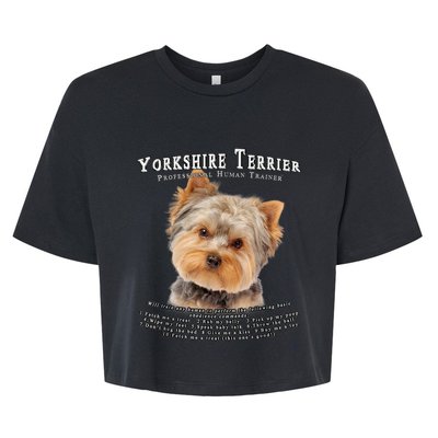 Yorkshire Terrier Yorkie Owner Lover Human Trainer Bella+Canvas Jersey Crop Tee