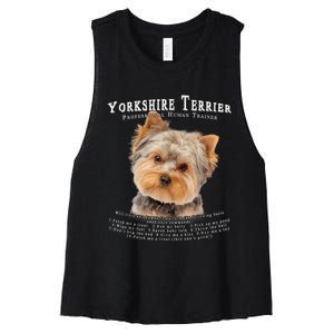 Yorkshire Terrier Yorkie Owner Lover Human Trainer Women's Racerback Cropped Tank