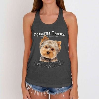 Yorkshire Terrier Yorkie Owner Lover Human Trainer Women's Knotted Racerback Tank