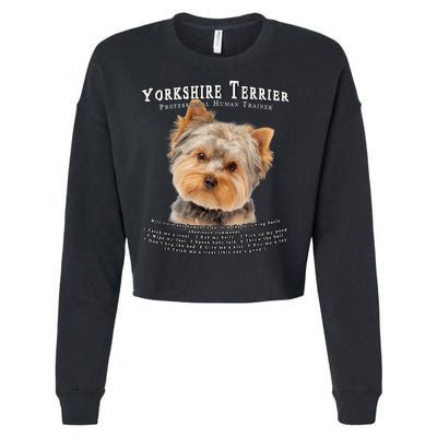 Yorkshire Terrier Yorkie Owner Lover Human Trainer Cropped Pullover Crew