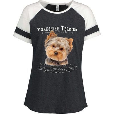 Yorkshire Terrier Yorkie Owner Lover Human Trainer Enza Ladies Jersey Colorblock Tee