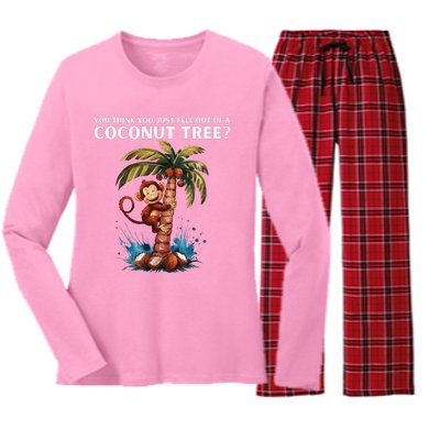 You Think You Just Fell Out Of A Coconut Tree Kamala Women's Long Sleeve Flannel Pajama Set 