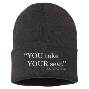 You Take Your Seat Biden's Cue Cards Funny Anti Biden FJB Sustainable Knit Beanie