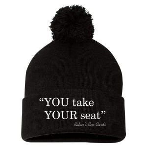 You Take Your Seat Biden's Cue Cards Funny Anti Biden FJB Pom Pom 12in Knit Beanie