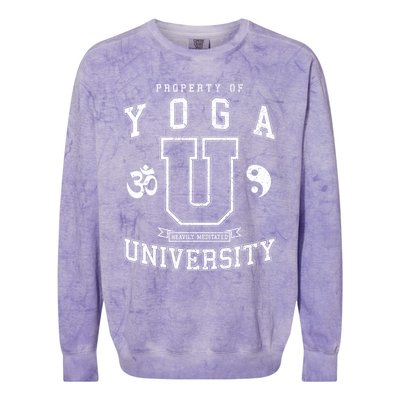 Yoga University Heavily Meditated Vintage College Varsity Cool Gift Colorblast Crewneck Sweatshirt