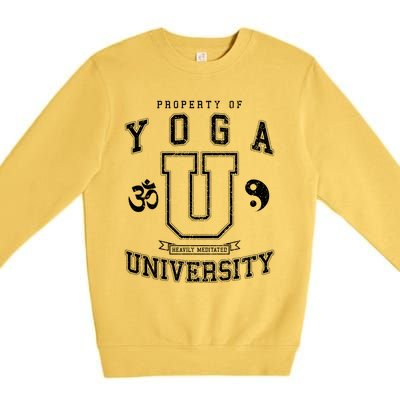 Yoga University Heavily Meditated Vintage College Varsity Cool Gift Premium Crewneck Sweatshirt