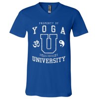 Yoga University Heavily Meditated Vintage College Varsity Cool Gift V-Neck T-Shirt