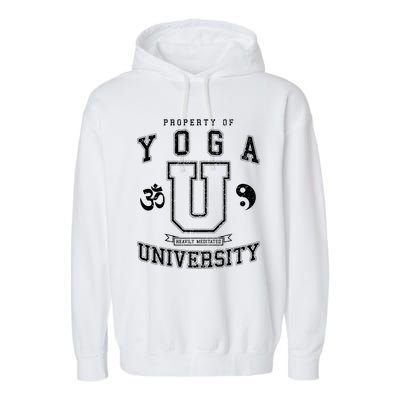 Yoga University Heavily Meditated Vintage College Varsity Cool Gift Garment-Dyed Fleece Hoodie