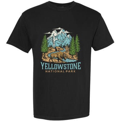 Yellowstone Us National Park Wolf Bison Bear Garment-Dyed Heavyweight T-Shirt