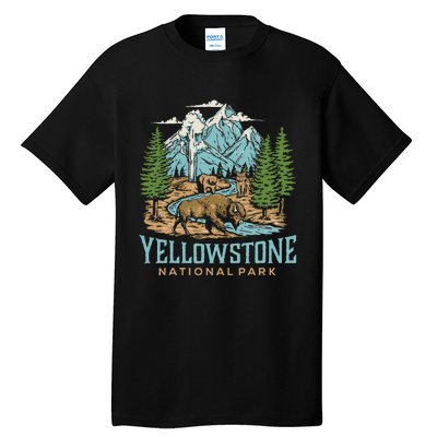 Yellowstone Us National Park Wolf Bison Bear Tall T-Shirt