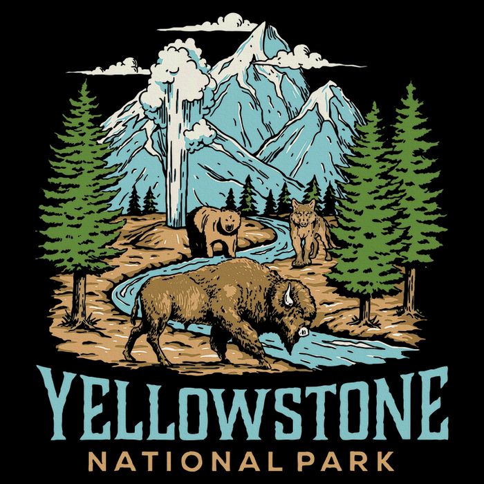 Yellowstone Us National Park Wolf Bison Bear City Backpack