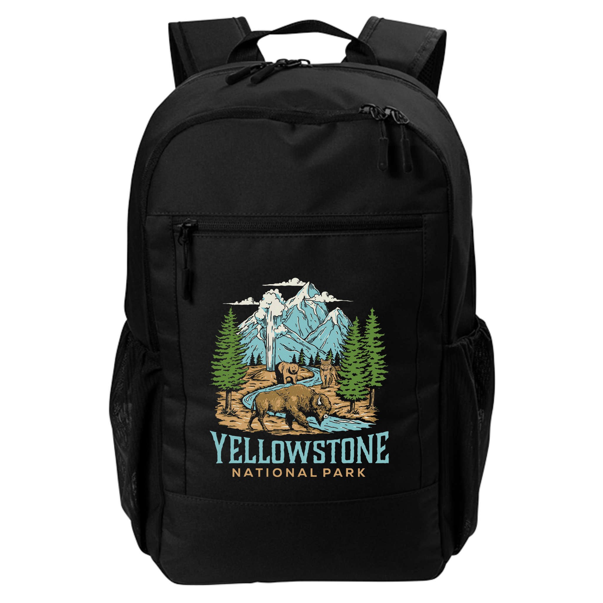 Yellowstone Us National Park Wolf Bison Bear Backpack
