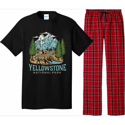 Yellowstone Us National Park Wolf Bison Bear Pajama Set